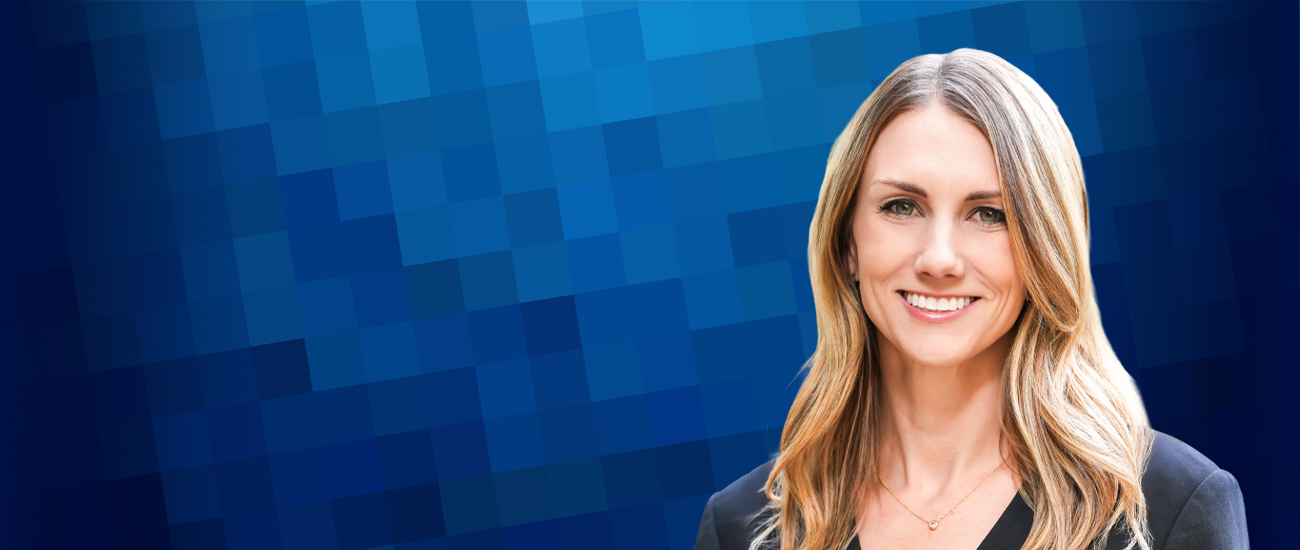 Attorney Lindsey Chaney in front of a blue background